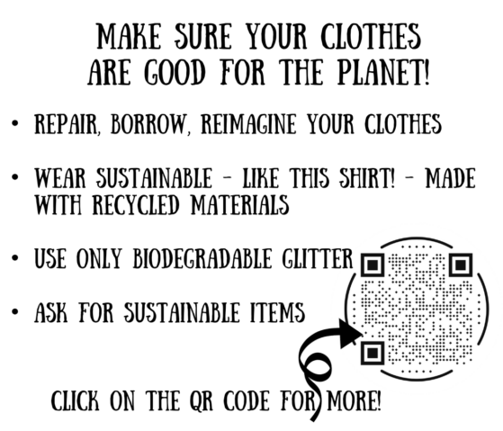 bullet points on how to make sure your clothes don't harm the planet with qr code